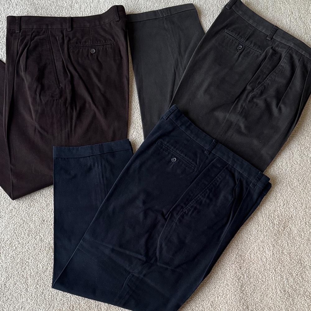 Bundle of 3 Pairs of Claiborne Pleated Cuffed Men's Classic Fit Pants